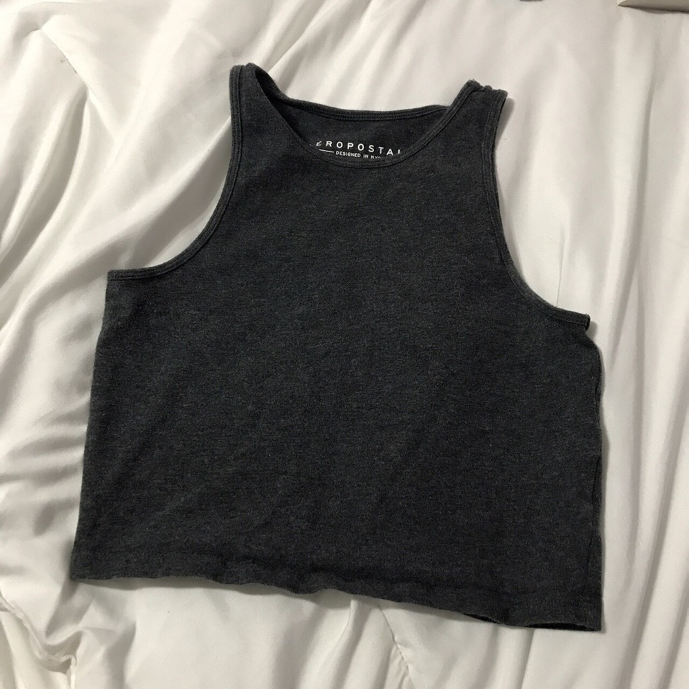 GRAY HALTER CROP TOP